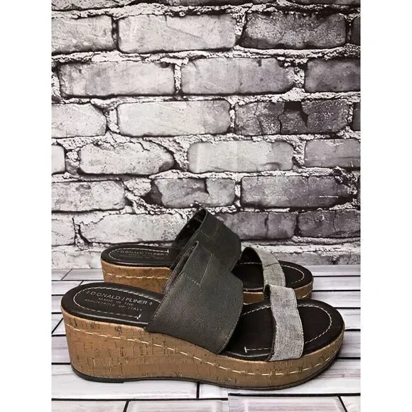 Donald Pliner Shera Copper Metallic Straps Cork Wedge Sandals Women 7.5M US/38EU - Picture 3 of 16